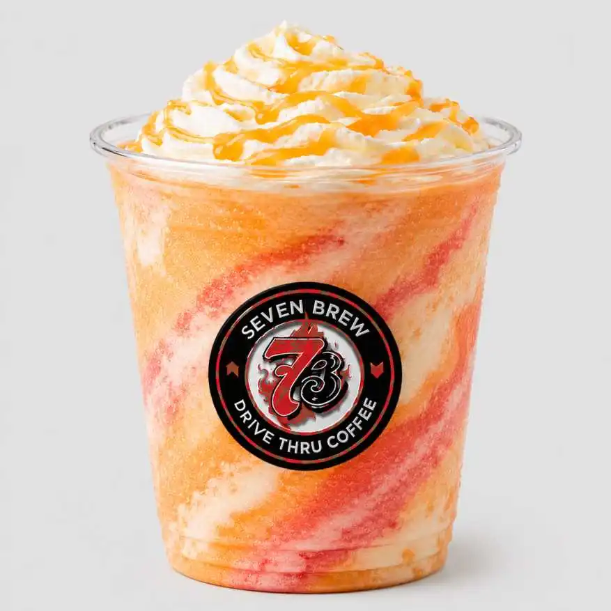 Orange Sherbet Shake - orange, strawberry and vanilla creamy summer shake, 7 Brew July 2026 featured menu